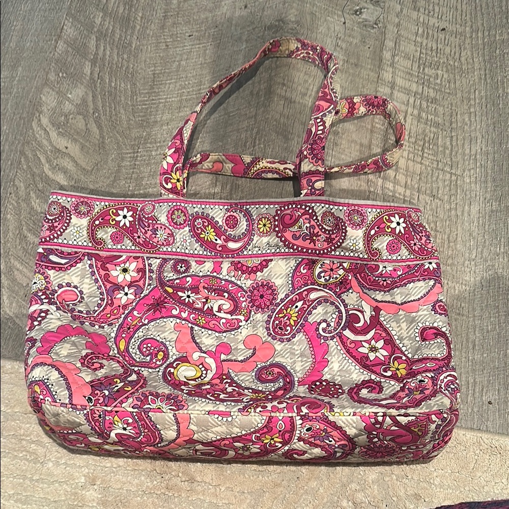 Vera Bradley Pink Quilted Shoulder Bag with Paisley Design